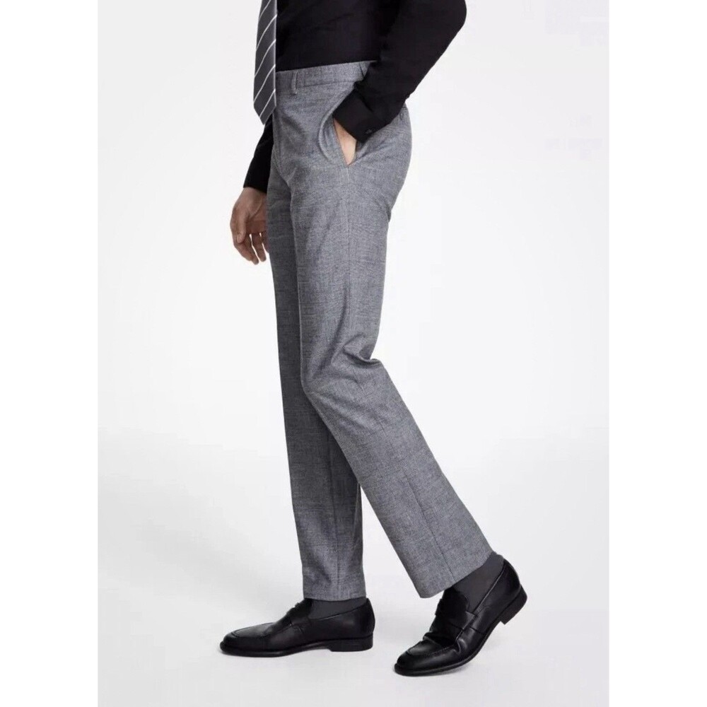 Calvin Klein Men’s X Slim Fit Stretch Glen Plaid Dress Pants Gray 33 X 30 NWT